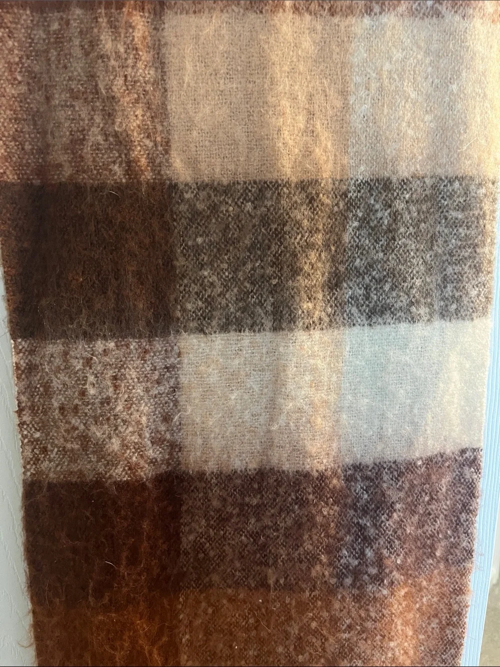ASOS Red, Brown, and Tan Plaid Fringe Scarf
